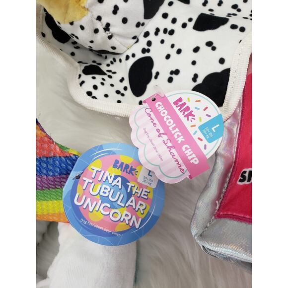 BARK BOX LOT 4 DOG TOY GIRL LARGE‎ ICE CREAM CONE UNICORN CHOCO CHOCOLICK BEACH - Picture 7 of 10